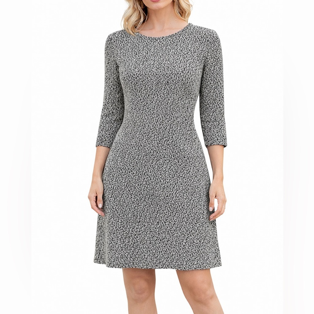 & Other Stories Textured Long Sleeve Black & White Dress